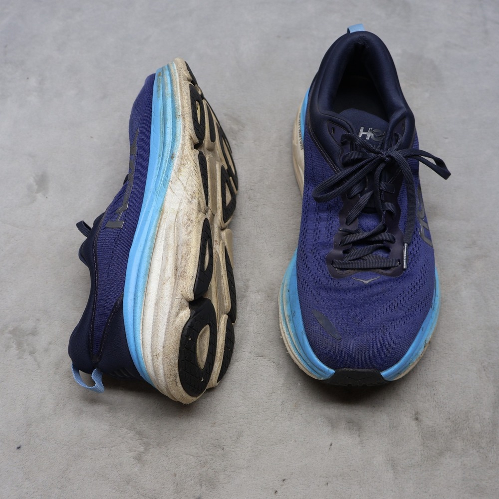 Hoka Mens 11D Running‎ Shoes Blue Bondi 8 Mesh Cushioned Chunky Lightweight Jog